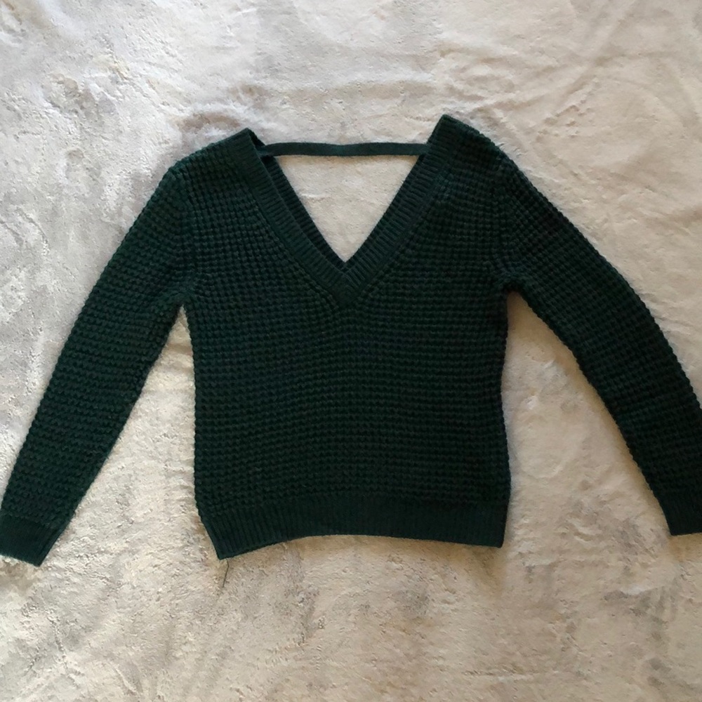 GREEN WAFFLE // dark green waffle knit sweater